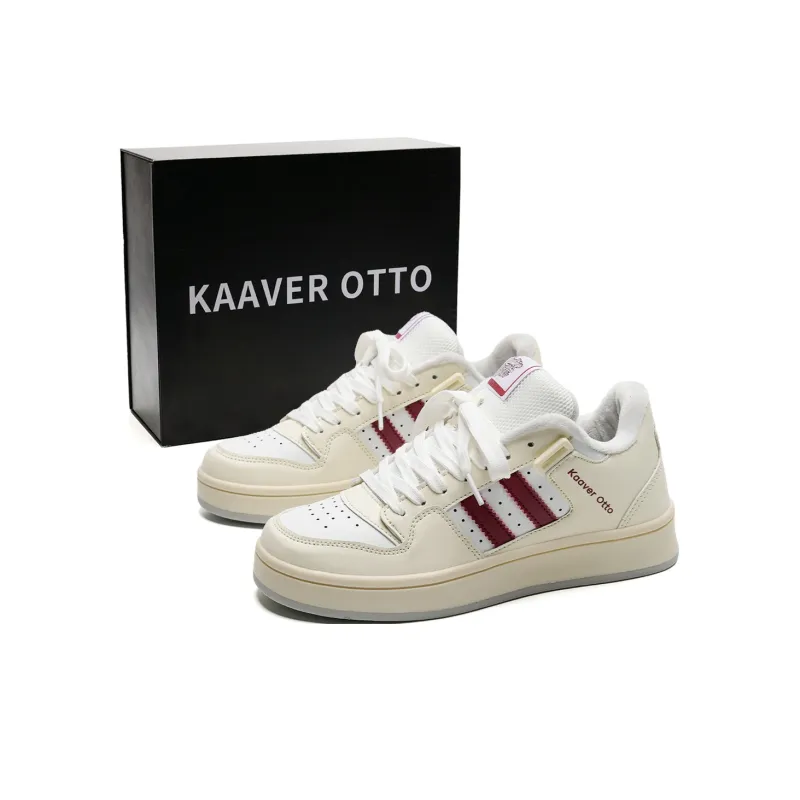 KAAVER OTTO Box Included Wear resistant And Lightweight Low Top Skateboard Shoes Unisex Beige Red-0