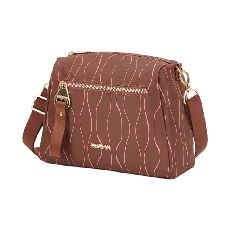 AMERICAN TOURISTER Polyester Shoulder Bag, Crossbody Bag Women's Tan & Pink-1