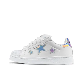 LuzaoT SUPER DRAG Shell Head Anti Slip Wear Resistant Low Top Skateboard Shoes Women's White Dazzling Color