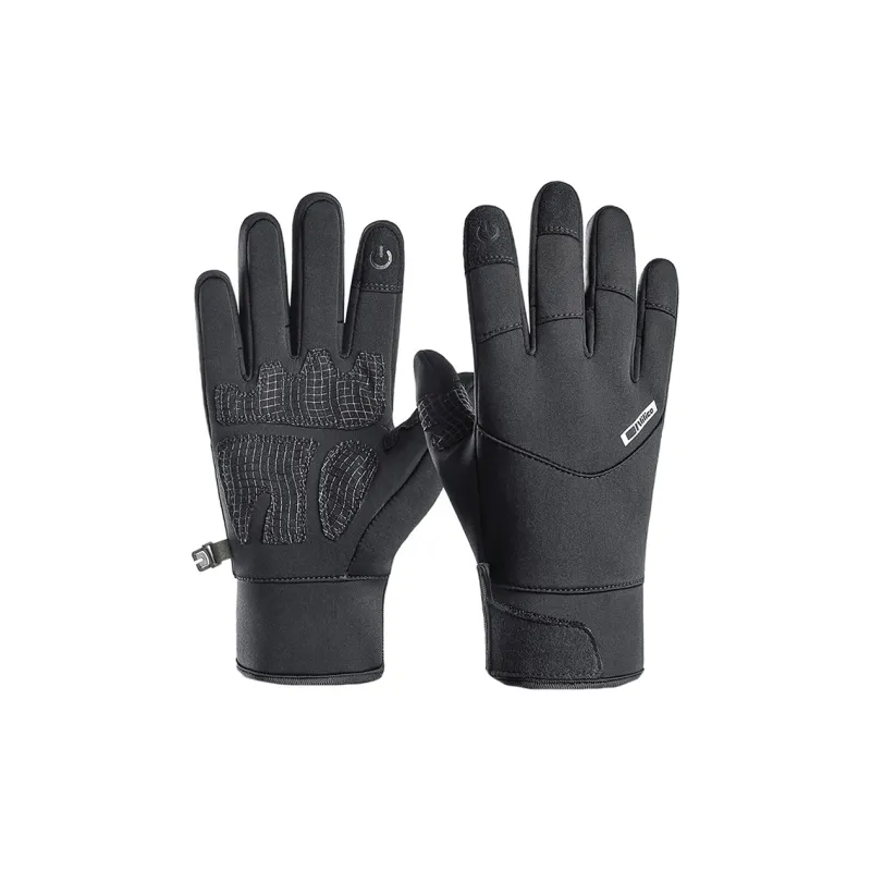 HNJ Riding Equipment Cycling Glove Unisex Microfiber, Polar Fleece, Neoprene, Conductive Fiber Black-0
