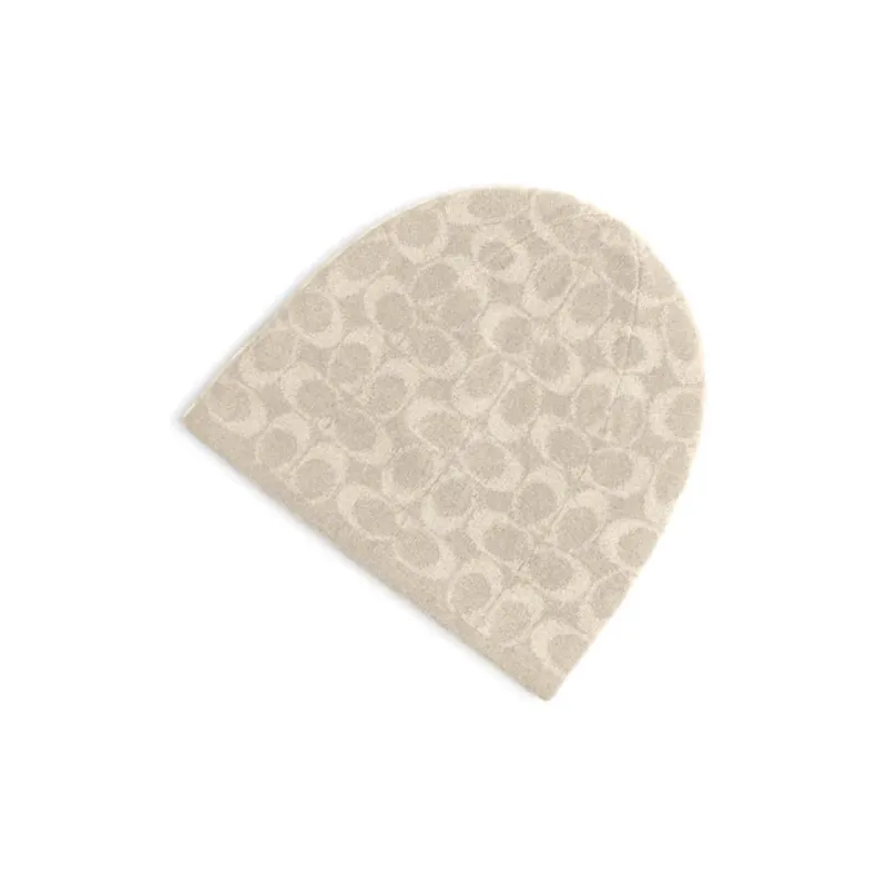 COACH Acrylic, Sheep Wool Beanies Unisex Beige-1