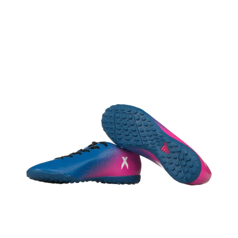 Adidas X 16.4 TF Rubber Broken Studs Anti Slip Wear Resistant Soccer Shoes Men's Blue Pink-3