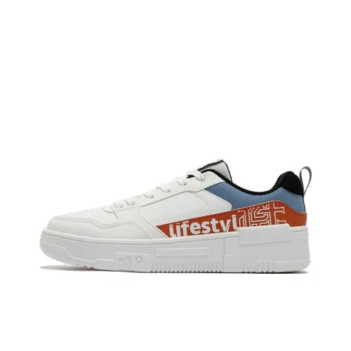 361° Anti-Slip Wear-Resistant Low-Top Skateboard Shoes Men's White Orange Blue