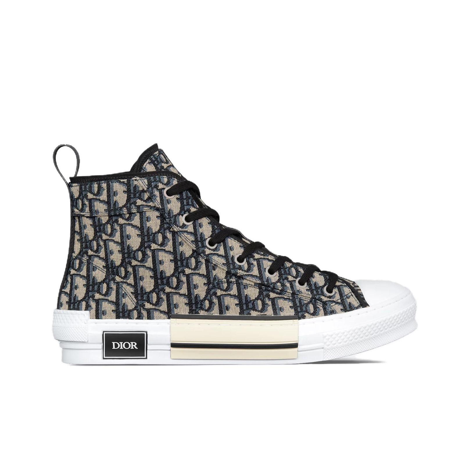 DIOR B23 High-Top Skateboard Shoes Men's Beige Black Shoe