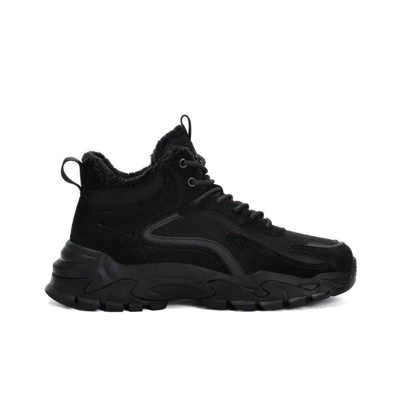JEEP SPIRIT Anti Slip Wear Resistant Impact Resistant Lightweight Warm Rebound High Top Outdoor Shoes Men's Black-2