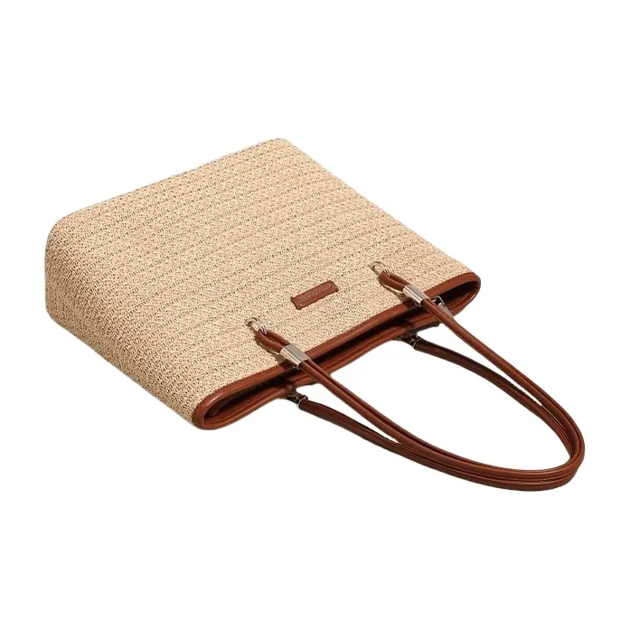 PESASRIE Straw Woven Shoulder Bag Regular Women's Brown-3