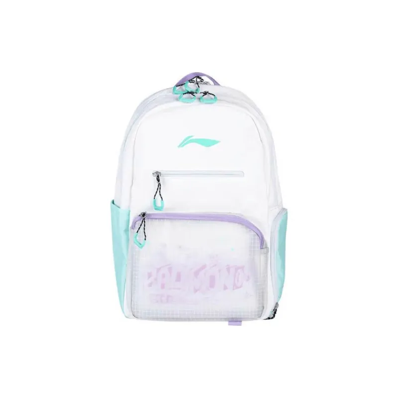 LiNing Polyester Backpack Regular Unisex White & Purple-0
