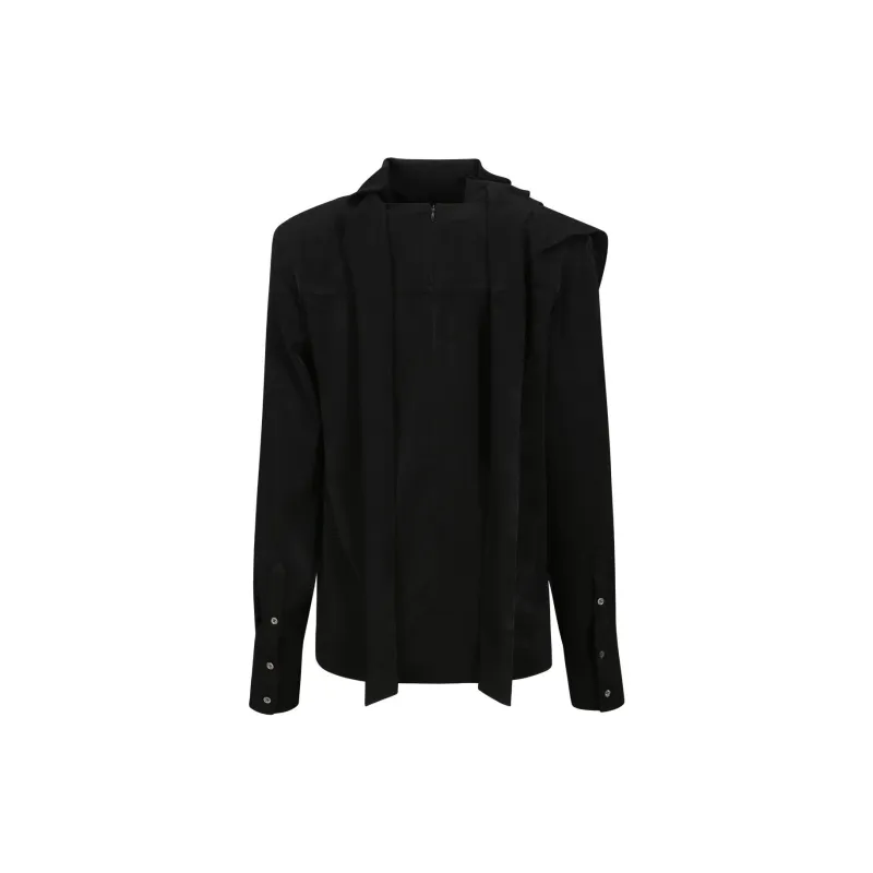 YCH FW24 SCARF DETAILED BLOUSE Shirt Women's Black-1