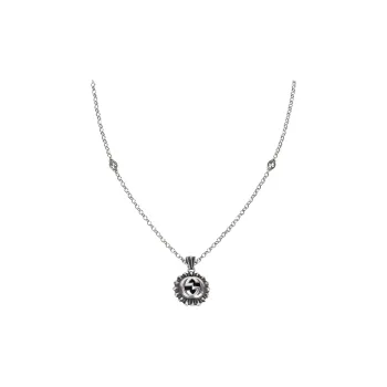 GUCCI Sterling Silver Interlocking G Pendant Necklace