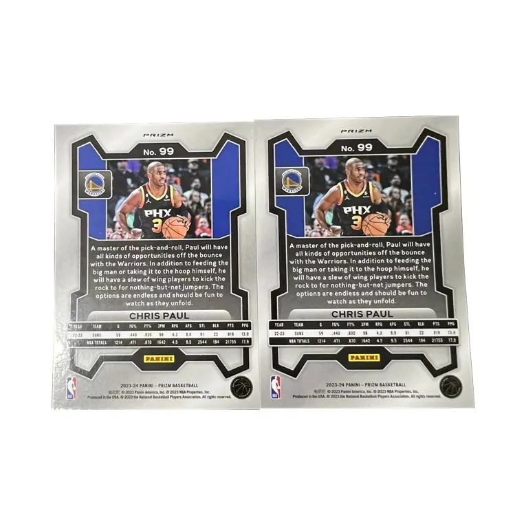 PANINI Suns Chris Paul CP3 Prizm Collection Crush Ice Refractor Silver Refractor Star Card Rare Sports Cards 2 Pcs-1