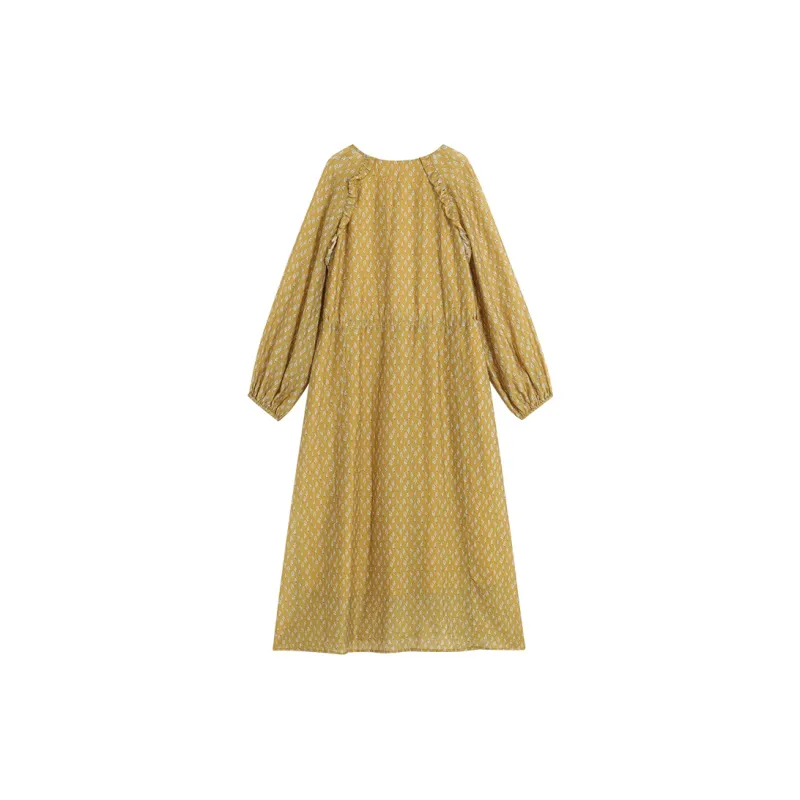 CHACHASTU Long-Sleeved Dresses Women's Small Leaf-1