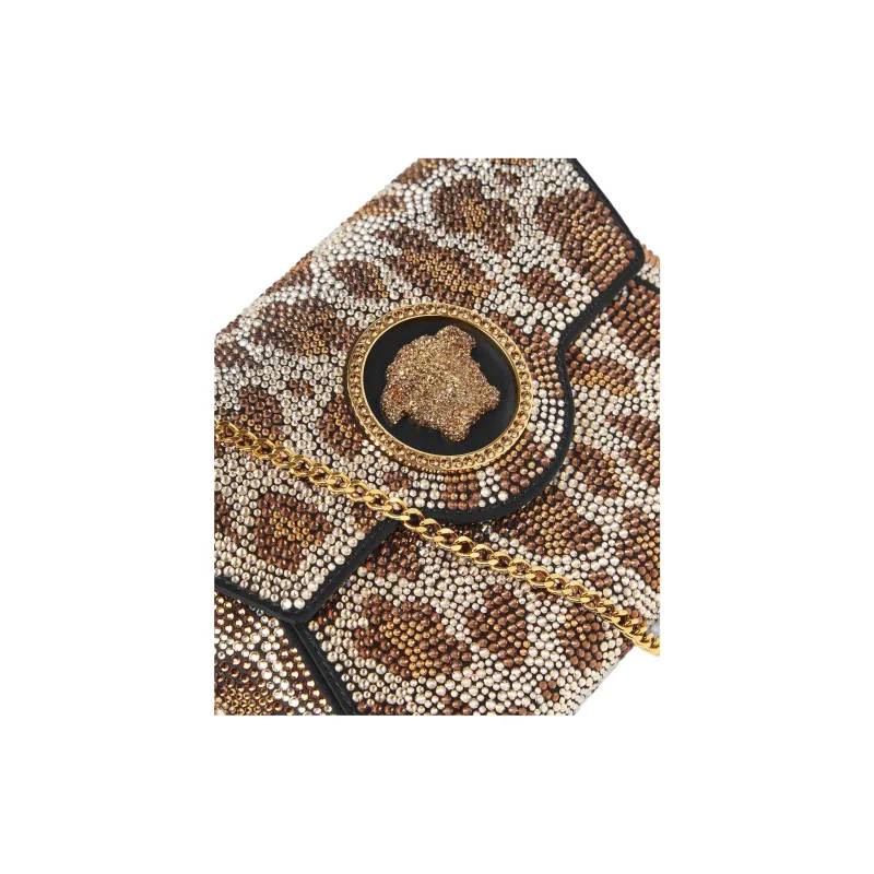 VERSACE Viscose One Shoulder Crossbody Clutches Women's Gold-3