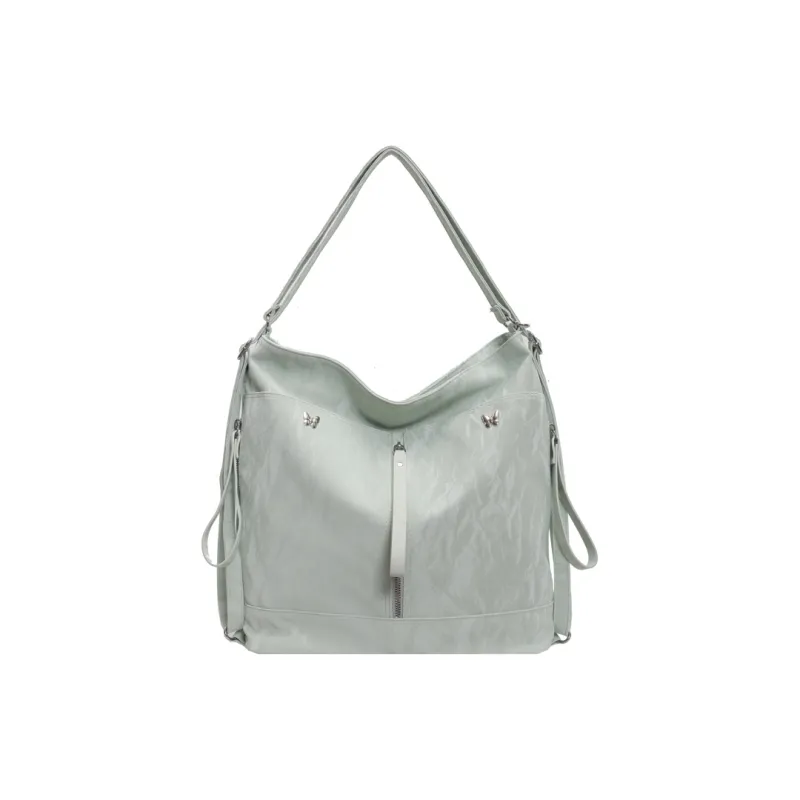 Morellybear PU Tote Backpack Shoulder Bag Regular Women's Black/Ecru/Blue/Silver/Green-1