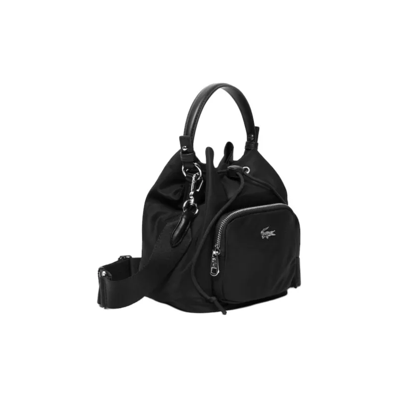 LACOSTE Nylon Bucket Bag, Portable Crossbody Bag, Shoulder Bag Women's Black-2