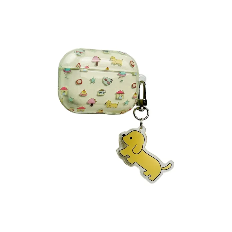 Compatibility With Apple AirPods 4/2/3/4th Generation/AirPods Pro/Pro 2 TPU Transparent Puppy Pendant Headphone Cases-1