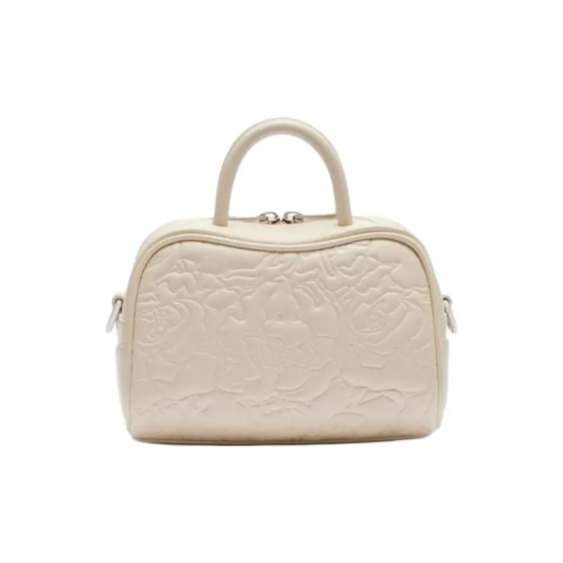 LACOSTE Leather Shoulder Bag, Crossbody Bag, Handbag Mini Women's Ecru-2