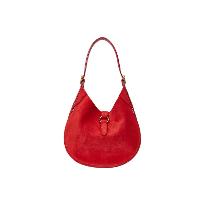 Polo Ralph Lauren Polo ID Nubuck Handbag Shoulder Bag Small Size Women's Geranium Red-2