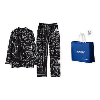 Floating Light Islands Pajama Set Men's Shopping Bag Black
