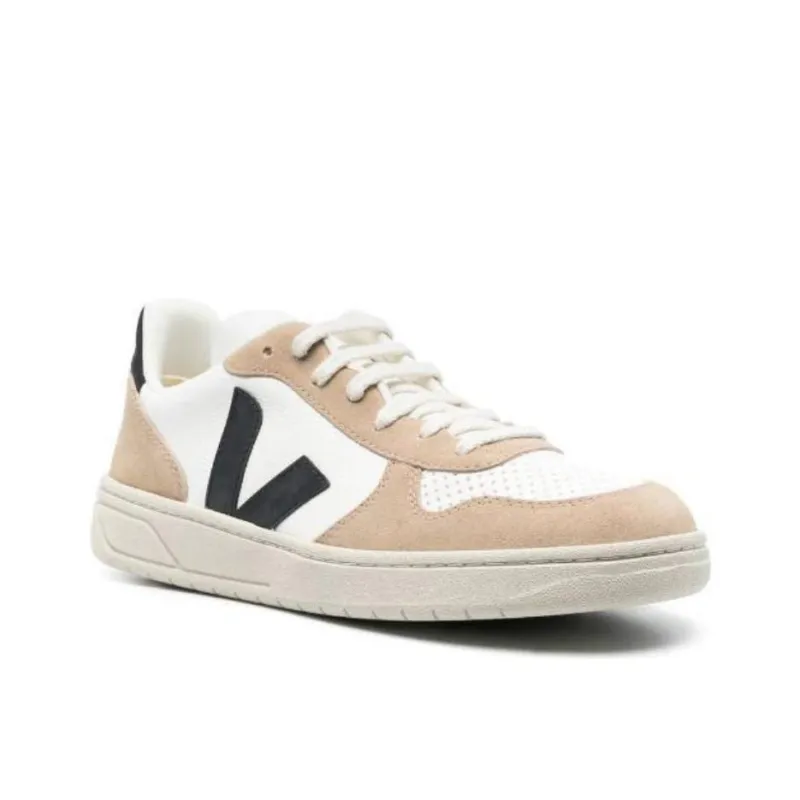 VEJA V 10 Chromefree Leather White Black Sahara-2