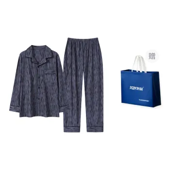 Floating Light Islands Pajama Set Men's Shopping Bag Navy Blue