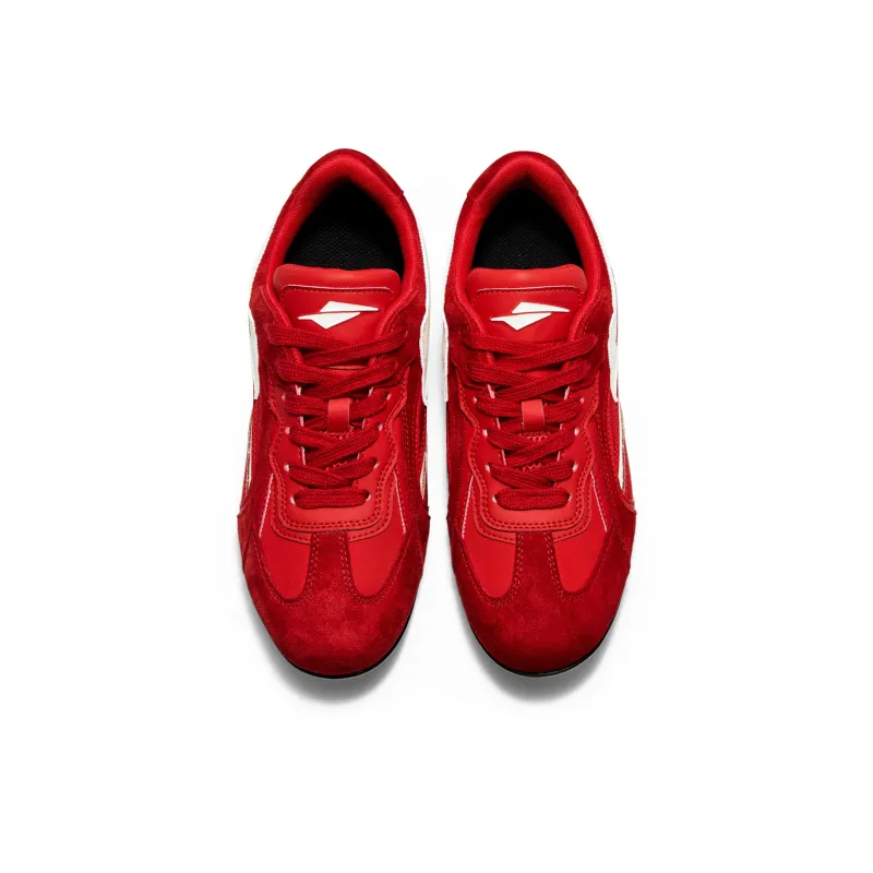 SENGUOGUO Shock Absorbers With Slip Resistant Features Low Top German Army Trainers Red-2