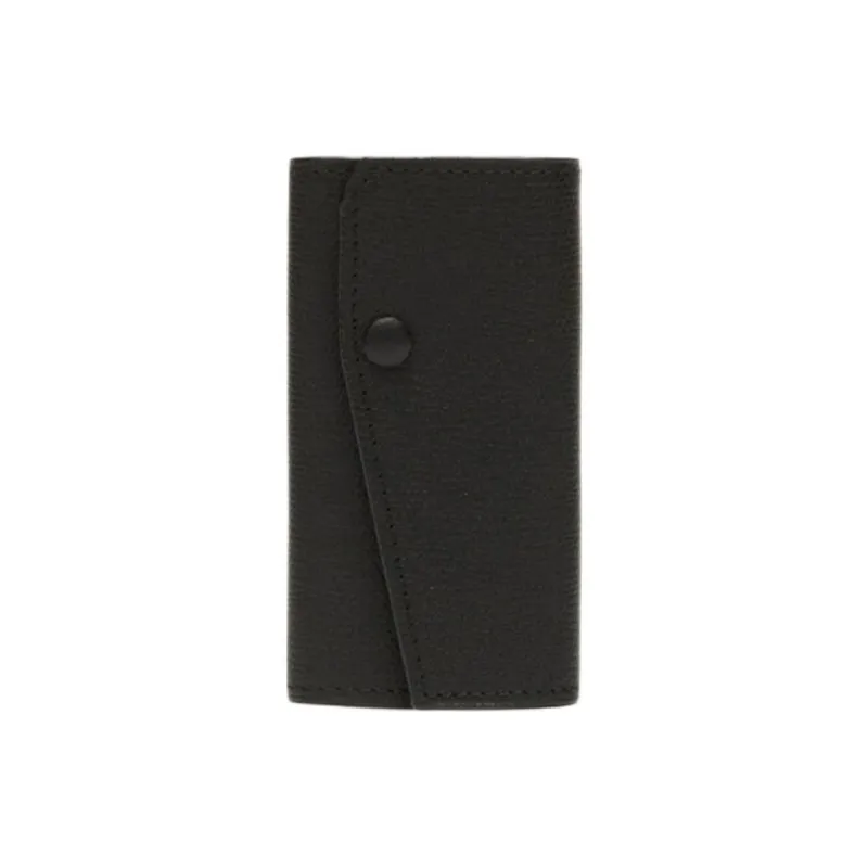Valextra Solid Color Millepunte Calfskin Key Pouch Women's Black-0