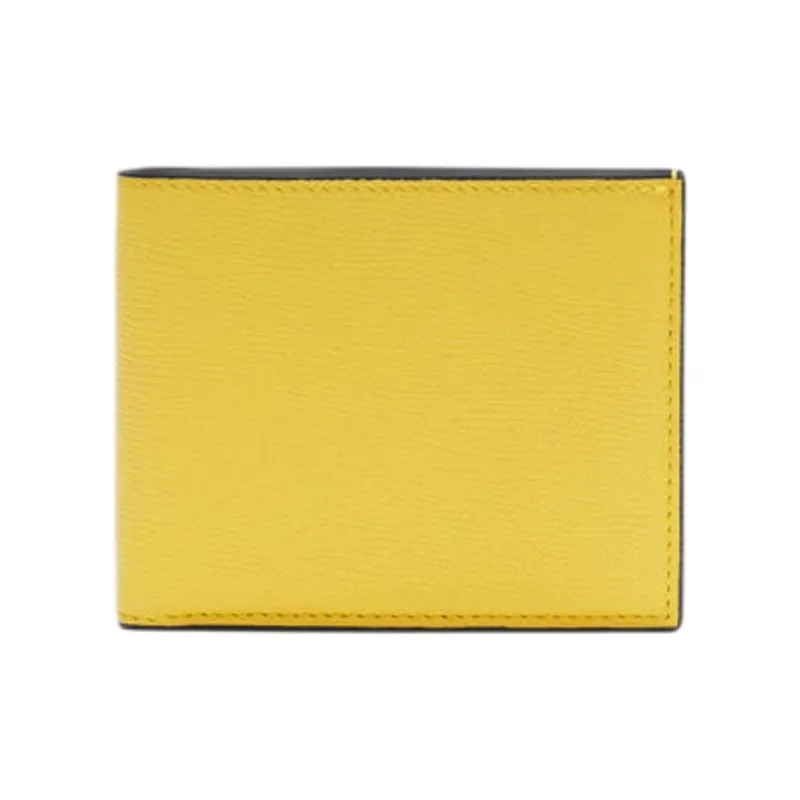 Valextra Millepunte Calfskin Coin Purse Wallet Women's Yellow-0