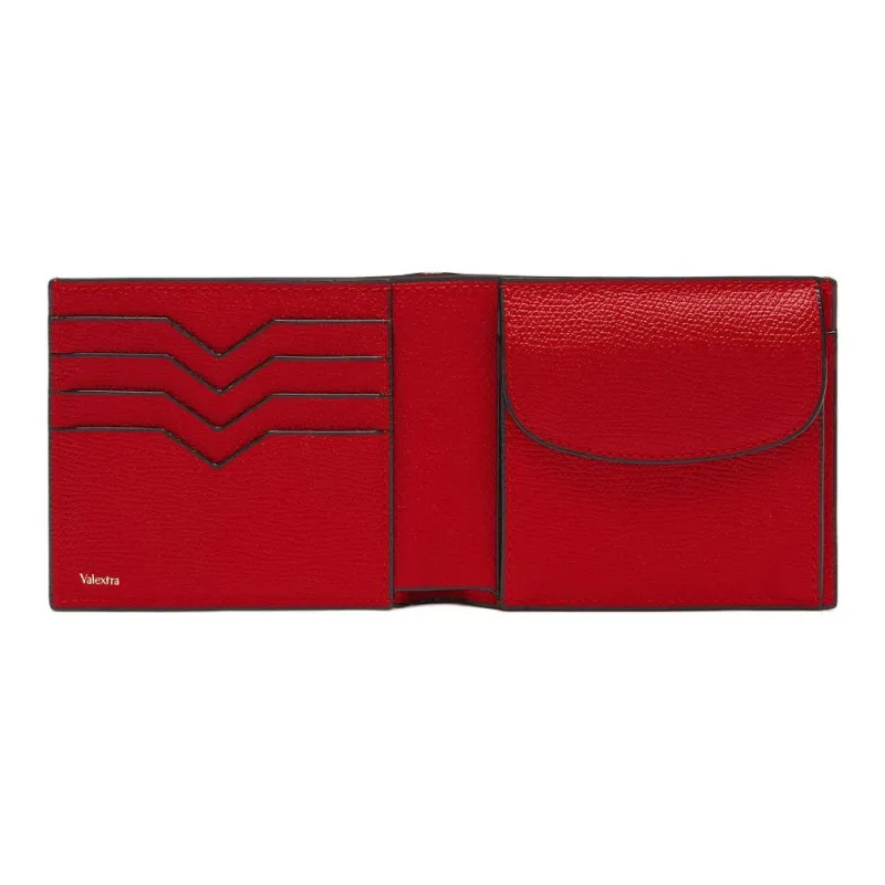 Valextra Millepunte Calfskin Coin Purse Wallet Men's Red-2