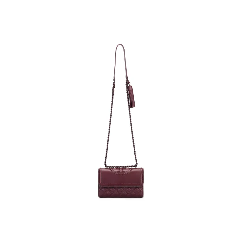 TORY BURCH Fleming Nappa Leather Portable Crossbody Bag Shoulder Bag Small Size Women's Burgundy-0