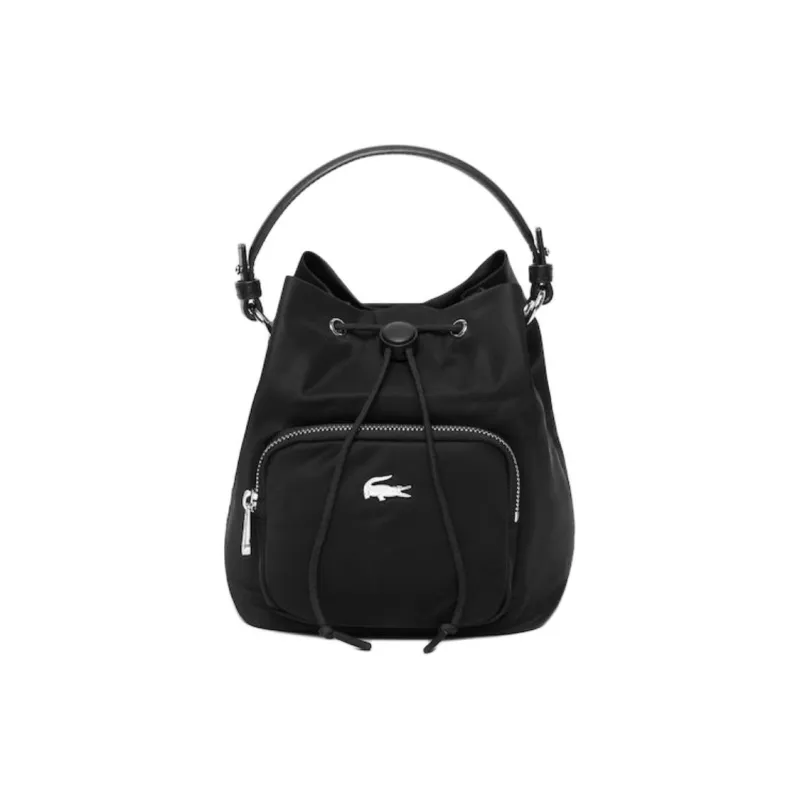 LACOSTE Nylon Bucket Bag, Portable Crossbody Bag, Shoulder Bag Women's Black-1