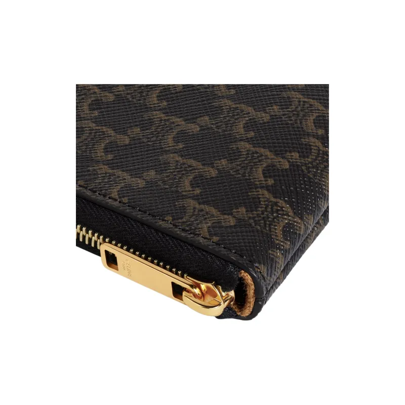 CELINE Triomphe Artificial Leather Coin Purses Card Holders Men's Black-4