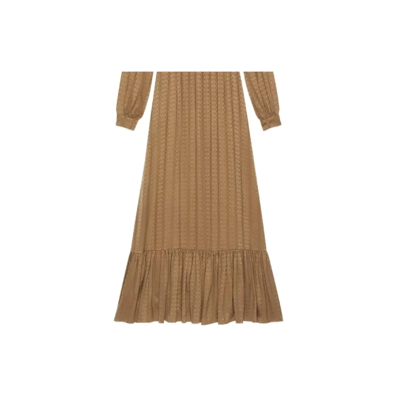 GUCCI GG-Jacquard Silk Maxi Dress-5