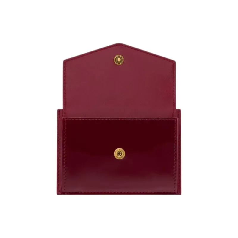 SAINT LAURENT Calfskin Wallet, Card Holder Women's Burgundy-3