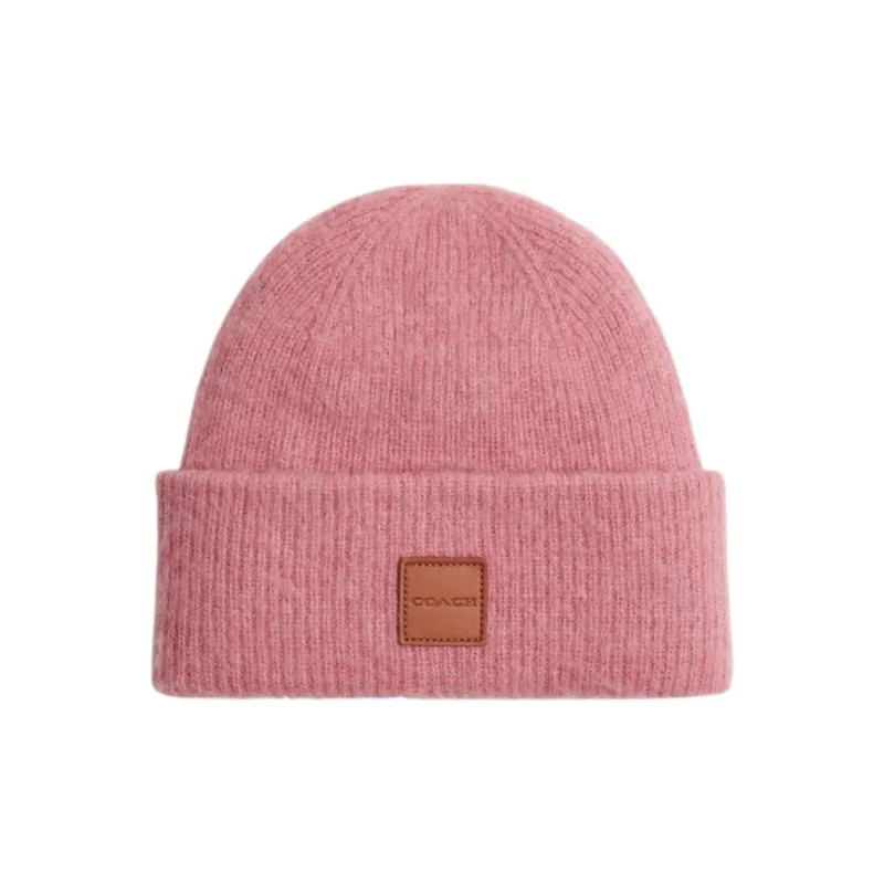 COACH Sheep Wool Beanies Unisex Pure Pink-0