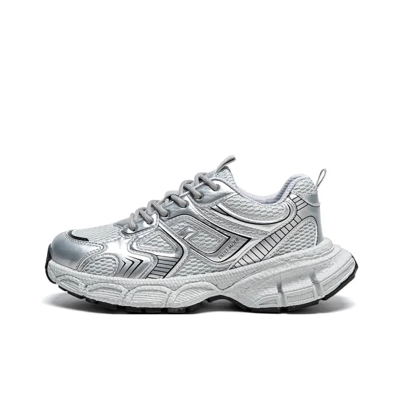 EXULL Q Low Top Chunky Sneakers Women's Silver Gray-0