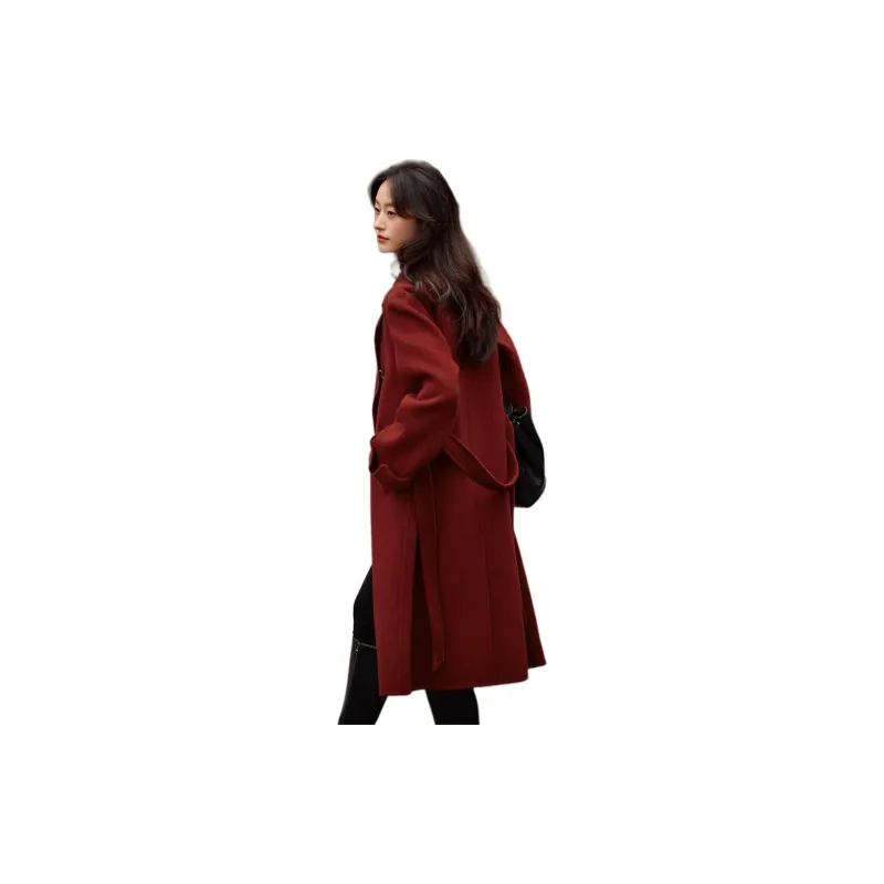 Mo Han Yi Mei Coats Women's Burgundy-1