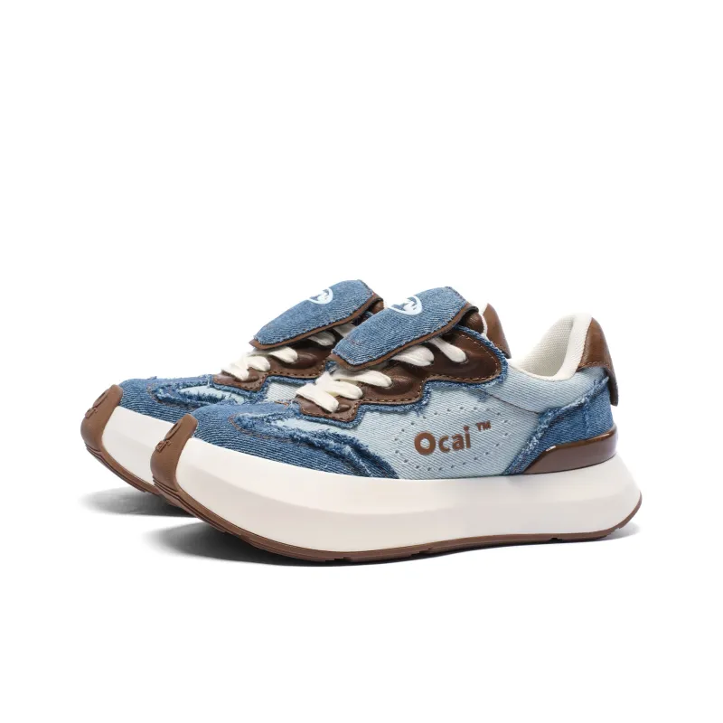 Ocai Anti-Slip Wear-Resistant Low-Top Casual Running Shoes Women's Denim Blue Brown-1