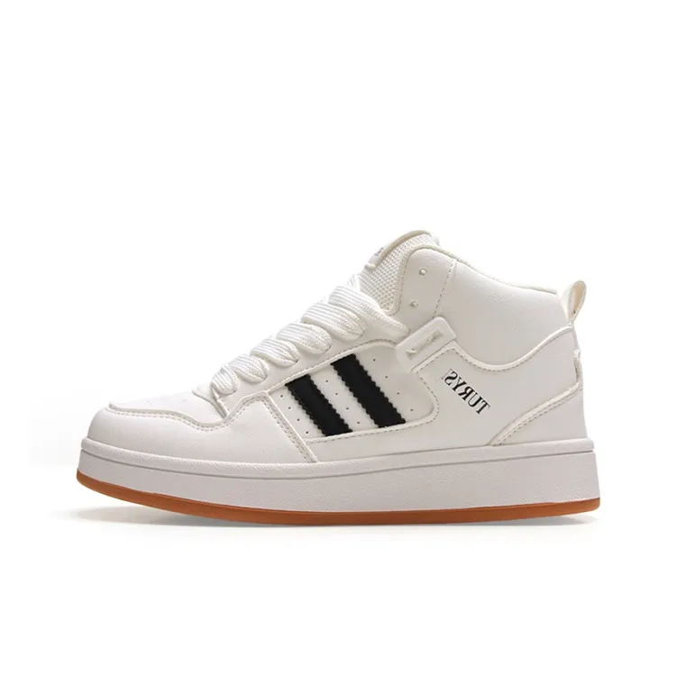 WJA Coverage Anti Slip And Wear Resistant Lightweight High Top Skateboard Shoes Women's White Black-0