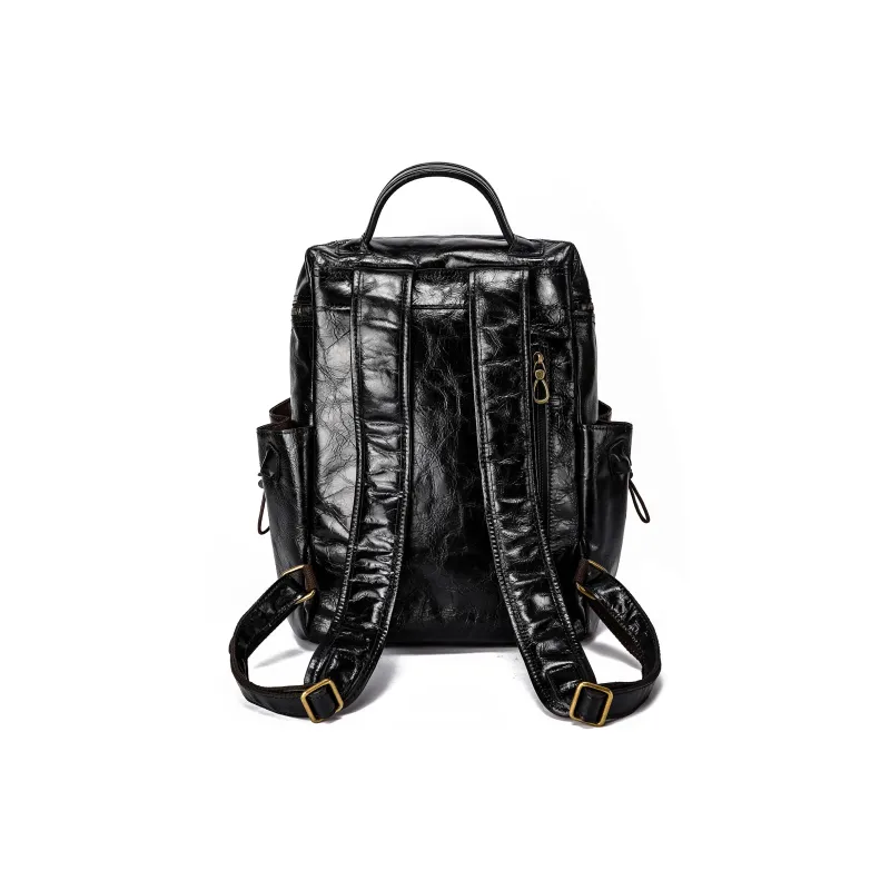 Ace Paul Top Grain Cow Leather Backpack Regular Unisex Black-3