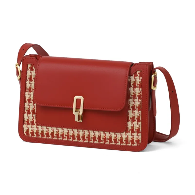 COMELY Cow Leather With Synthetic Leather Shoulder Bag, Crossbody Bag Regular Women's Cherry Red-1