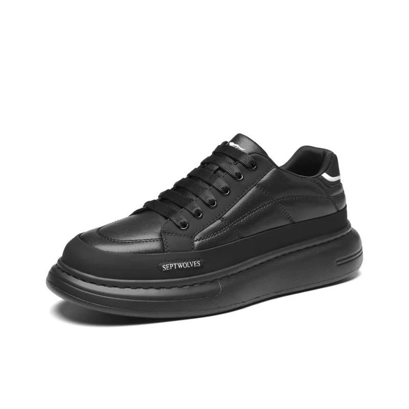 SEPTWOLVES Slip Resistant Cushioning Wear Resistant Low Top Skateboard Shoes Men's Black-2
