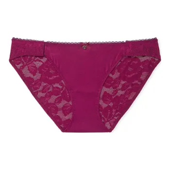 Victoria's Secret Body By Adaptive Lace-Back Bikini Panty/PR Underpants Women's 1 Pack Plum Red