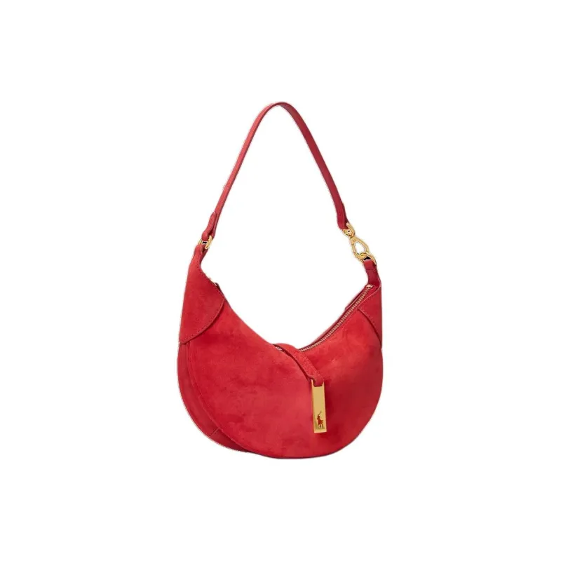 Polo Ralph Lauren Polo ID Nubuck Handbag Shoulder Bag Mini Women's Geranium Red-1
