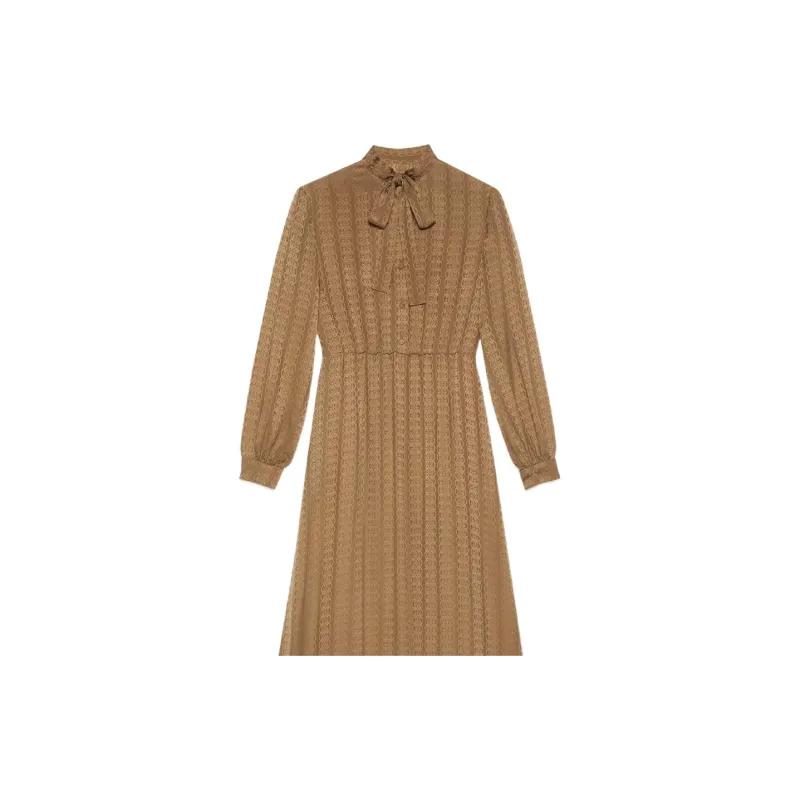 GUCCI GG-Jacquard Silk Maxi Dress-4