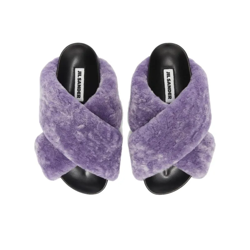 JIL SANDER Brushed Crossover-strap Leather Slides-4