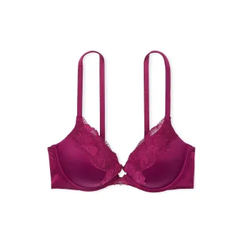 Victoria's Secret Body By Lace-Trim Push-Up Bra /Plum Rouge Bra Women's Plum Red