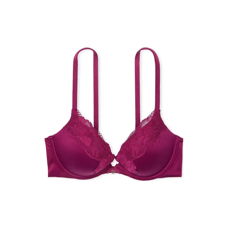 Victoria's Secret Body By Lace-Trim Push-Up Bra /Plum Rouge Bra Women's Plum Red-0