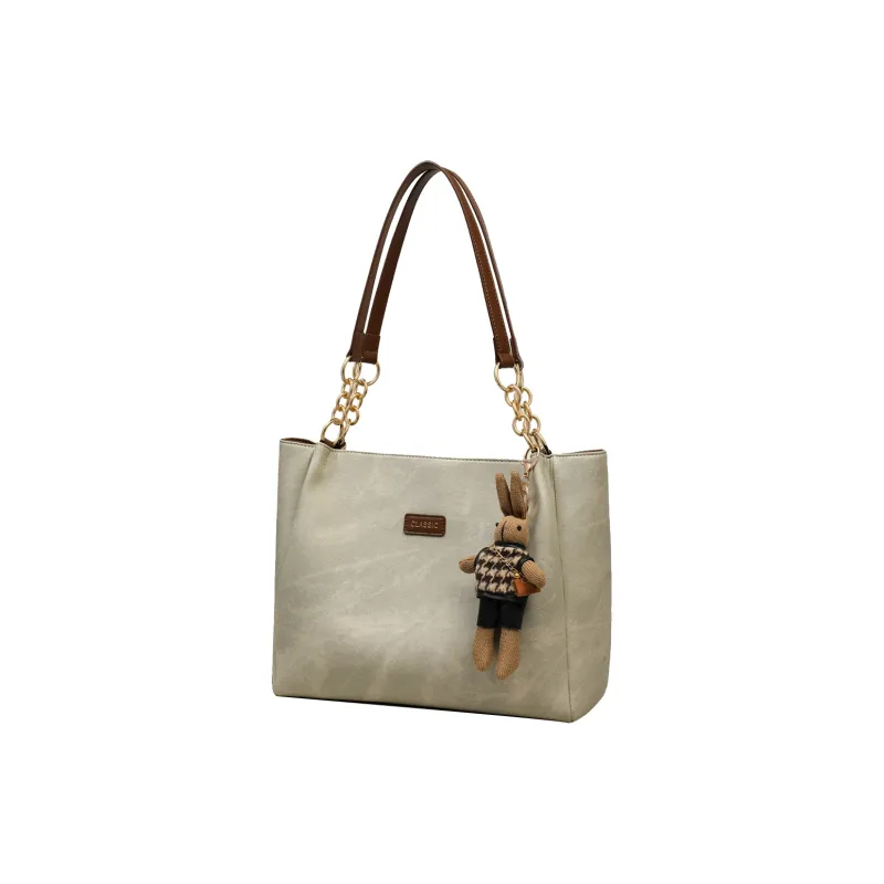 PT'SON Synthetic Leather Tote Bag, Shopping Bag, Underarm Bag, Shoulder Bag Regular Women's Gray-1