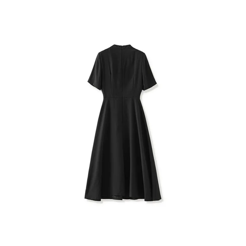 CHARM PICK Short Sleeved Dress Women's Black-1