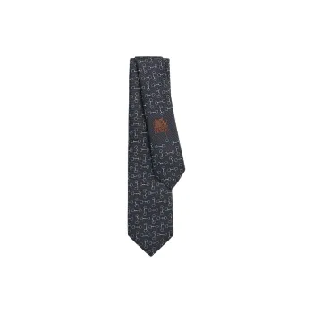HERMES Mulberry Silk Ties Men's Charcoal Gray